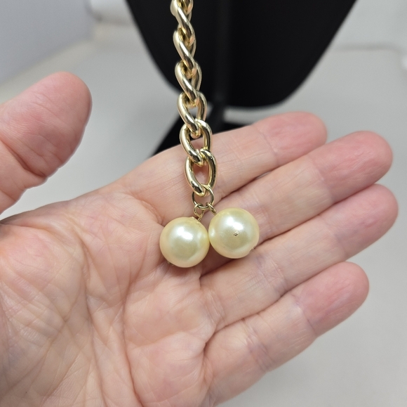 Vintage 1940's to 50's Womens Faux Pearl Necklace Adj Gold Tone Lustrous Sheen - Picture 4 of 10